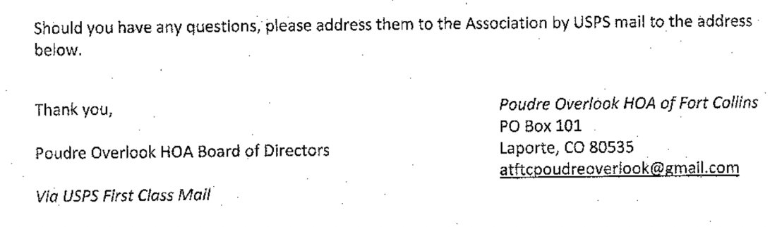 SNAIL MAIL REGRESSION: POHOA Board Abandons Email For Customer Service